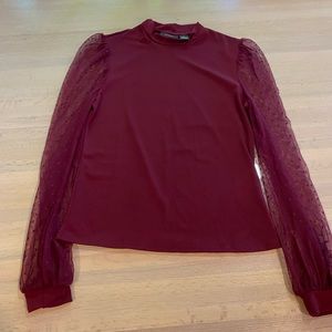 Halogen Long Sleeve Dot Mesh Sleeve Top S